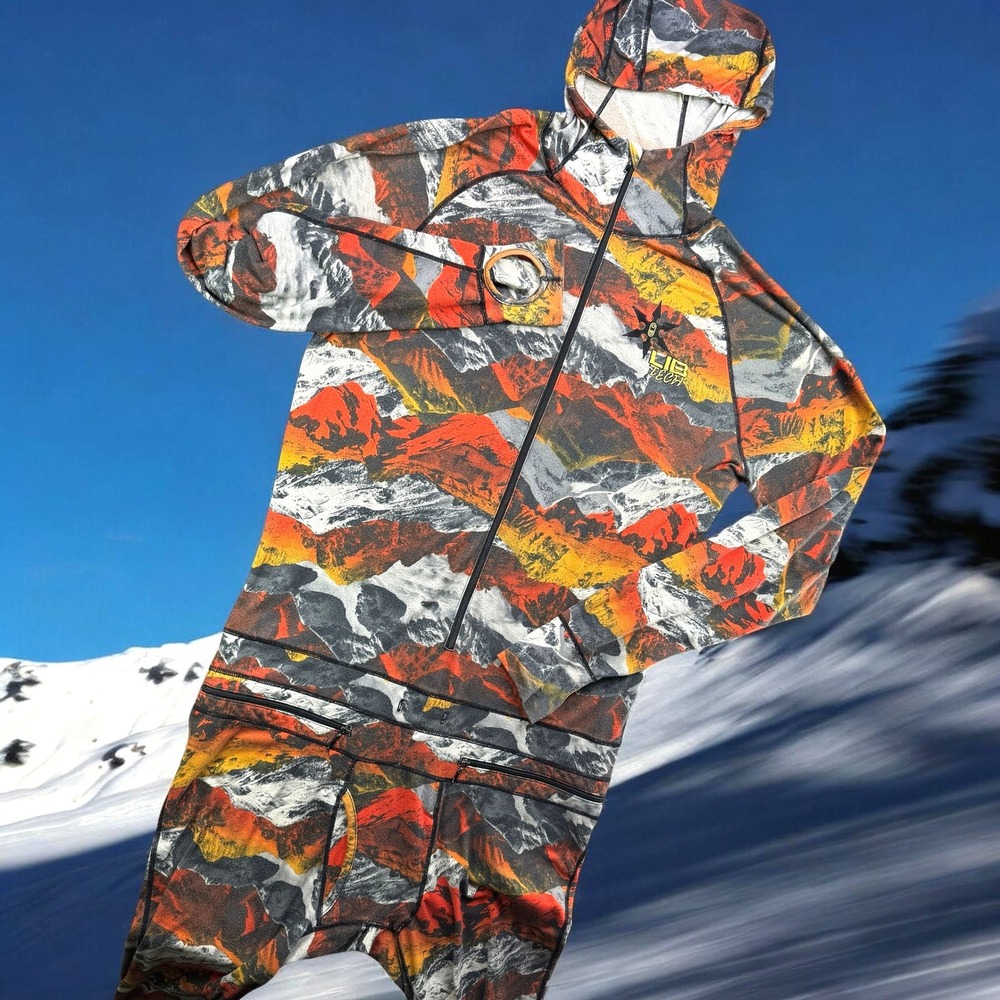 Airblaster Classic Ninja Suit Mens Large Lib Tech Mountain Print Base Layer Snow